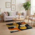 thumbnail image 3 of ODIKA 4'x6' Washable Area Rug Stain Resistant, Low Pile, Easy Care Guitar Music Print Notes Abstract Retro Sound Wave Vintage Acoustic for Dorm Room, Small Living, 3 of 7