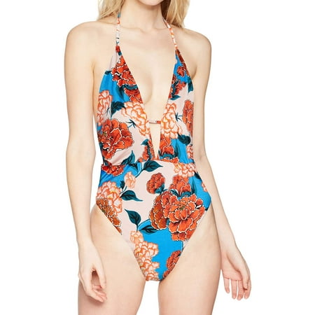 Bikini Lab Women s Standard High Leg Halter One Piece Swimsuit  Multi  Medium