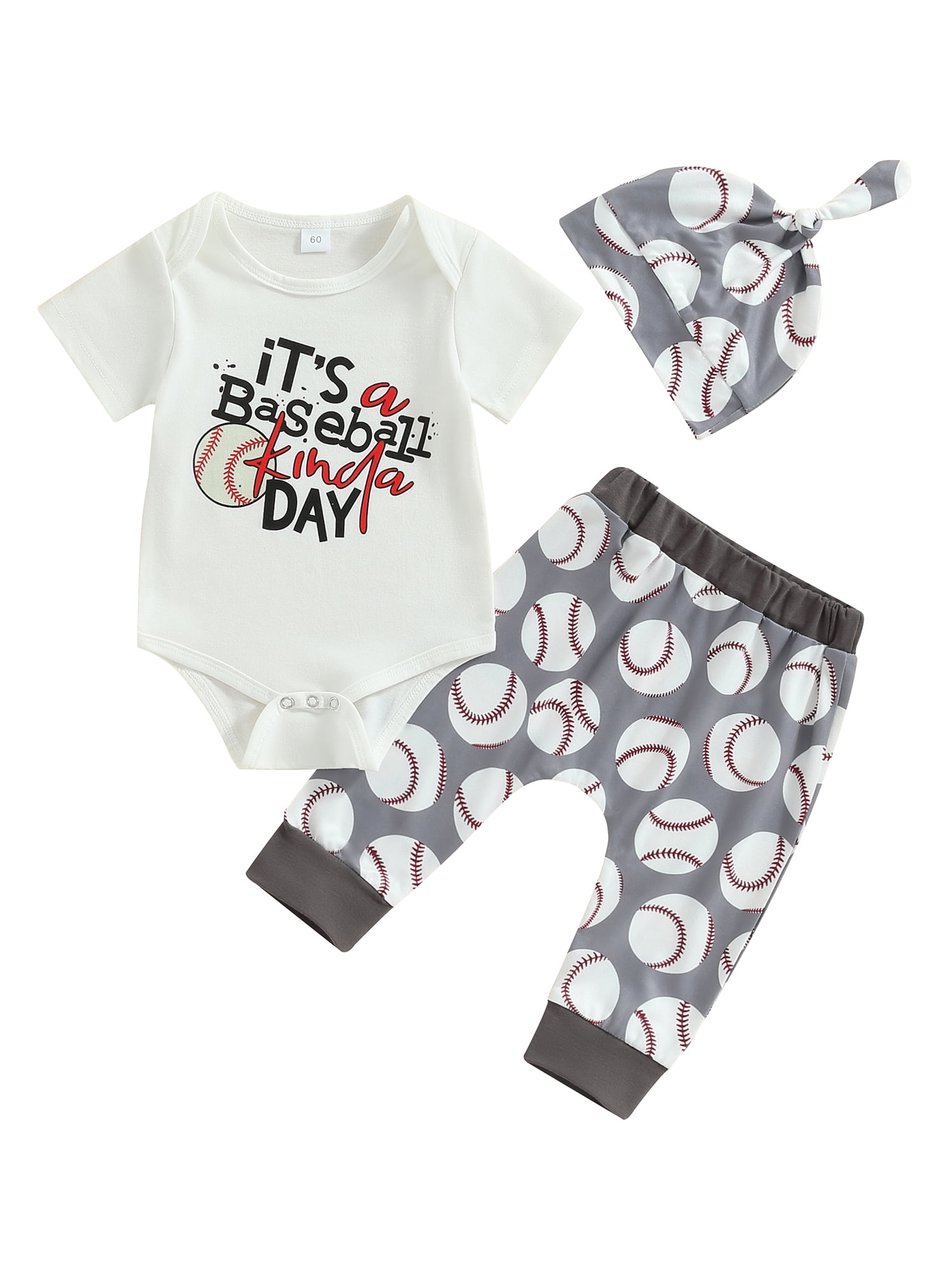 Jkerther Newborn Baby Boy Baseball Outfit Clothes Short Sleeve Romper