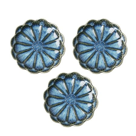 

NUOLUX 3pcs Ceramic Seasoning Sauce Dishes Sunflower Shaped Food Dipping Plates Vintage Tableware (Smoke Grey)