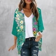 thumbnail image 2 of UVEASISHA Thin Floral Print Cardigans Summer Sun Protection Lightweight Tops Open Front 3/4 Sleeve Cardigan Sweaters Multicolor M, 2 of 6
