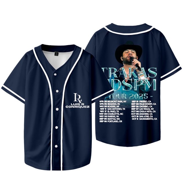 Luis R Conriquez Trakas HDSPM Tour Chaqueta de béisbol Camiseta Verano Unisex Camisetas de manga corta con cuello en V,Style 4,XXXL