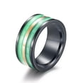 thumbnail image 2 of Green/Purple/Red Titanium Steel Gold Plated Band Men's Black Wedding Ring, 2 of 8