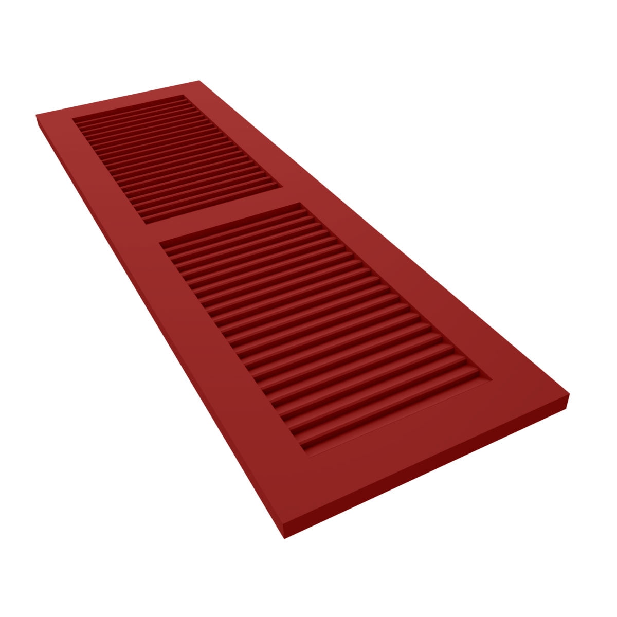 Ekena Millwork 15"W x 64"H True Fit PVC Two Equal Louver Shutters, Fire Red (Per Pair - Hardware Not Included)