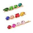 thumbnail image 2 of 3pcs Pinces à Cheveux en Alliage Incrusté de Strass Coloré Clip Latéral Barrettes Épingles à Cheveux pour les Femmes Filles, 2 of 7