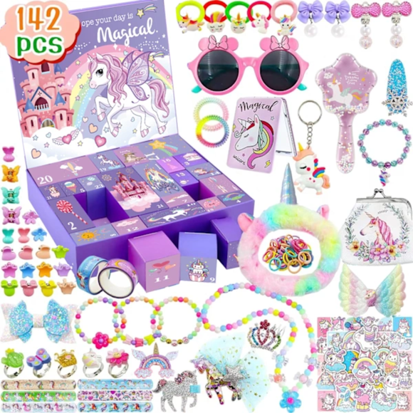 WJCA The Arrival of the Girl Calendar 2025 - Unicorn Gift, a 24-day surprise gift for the Arrival of the Girl Calendar, the best gift for your daughter
