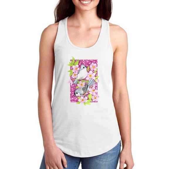 Artshine White Nuthatch. Racerback Tank Women -Girija Kulkarni Designs, Female x-Small