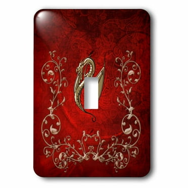 3dRose Decorative dragon on red vintage background - Single Toggle Switch (lsp_293107_1)
