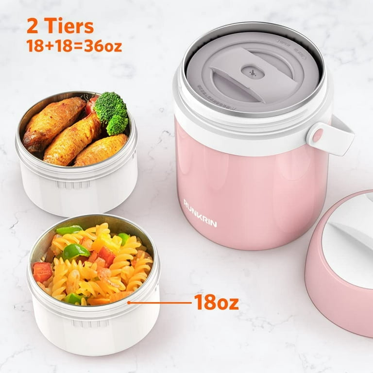 Stackable Thermal Containers | 2-Tier Double Wall Vacuum Insulated Food Jar  Thermos For Hot Food | Reusable Stainless Steel Leak Proof Lunch Storage