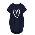 thumbnail image 4 of JINMGG Dresses under $10.00 Women's Casual Loose Love Print Dress Short Sleeve V-Neck Dress Navy XL, 4 of 5
