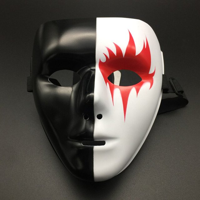 Mascarilla facial completa para hombre y adulto, máscara para baile callejero, pintada a mano, color blanco, 1 piezas