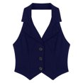 thumbnail image 7 of Manyakai Womens Fashion V-Neck Button Front Vest Teens Dance Crop Top Slim Fit Outwear Jacket Summer Navy Blue XXL, 7 of 7
