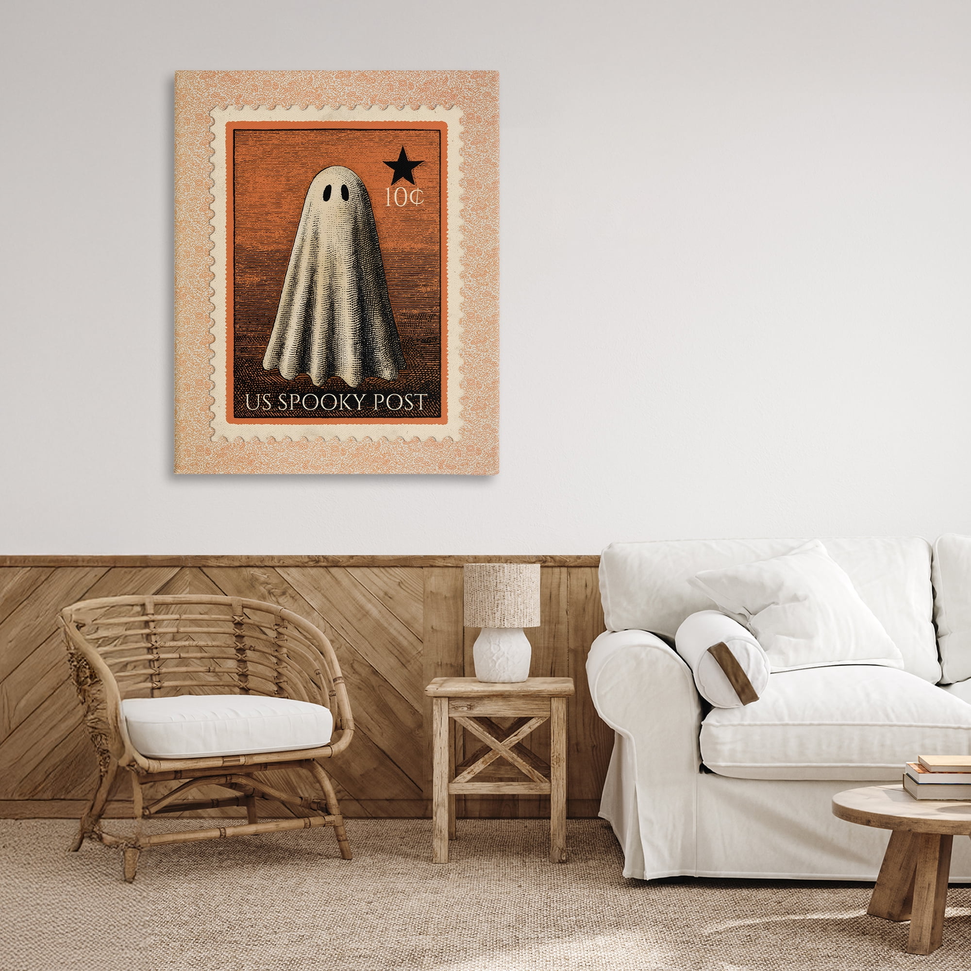 Vintage Ghost Stamp Canvas Wall Art, design by Arlington Prints