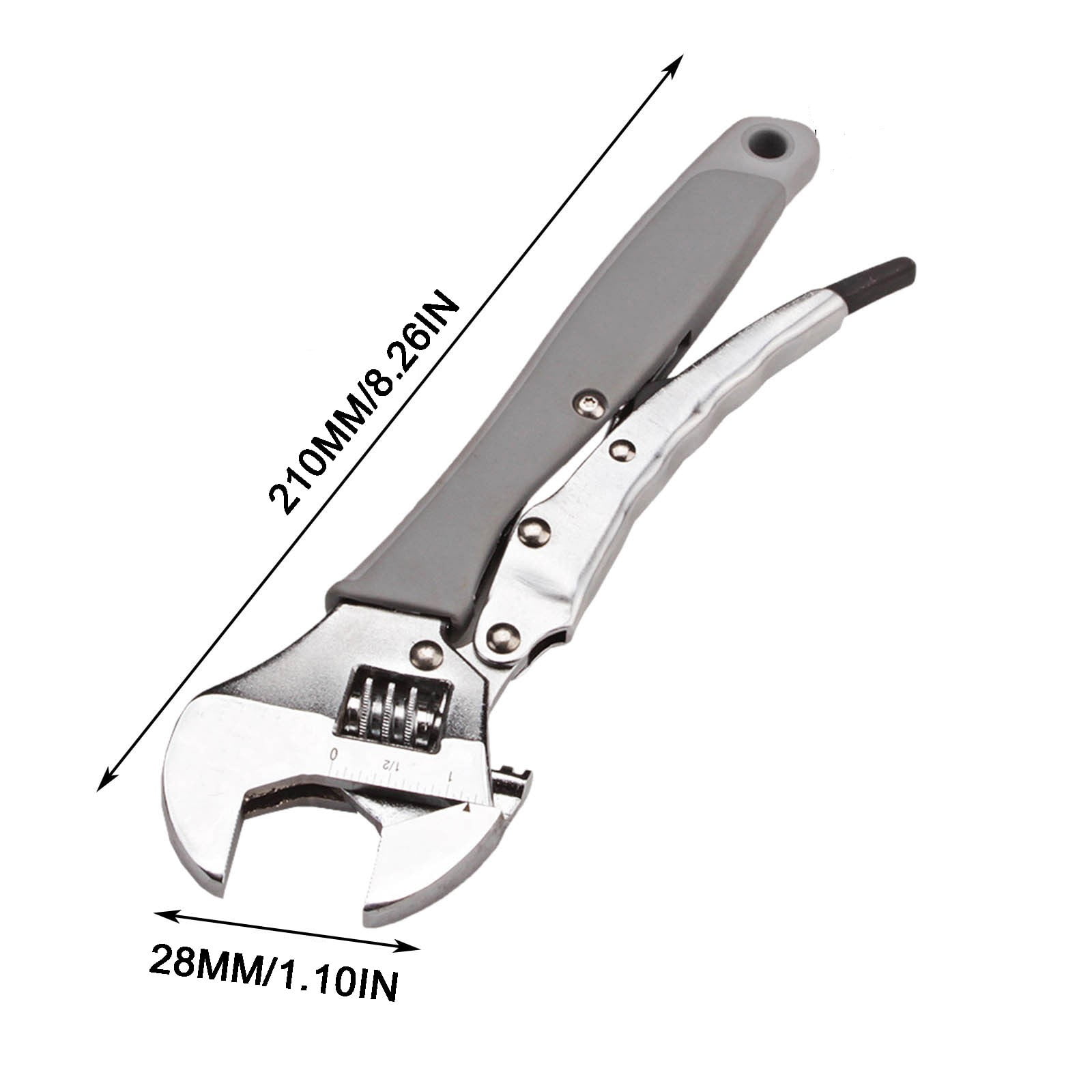 1 Packs Strong Locking Adjustable Wrench with Press Lock Mechanism 8 Inch Steel Wrench for Tightening and Loosening Nuts Tools for Home Repair DIY Plumbing and Automotive Maintenance