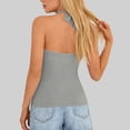 thumbnail image 5 of LNWUY Womens Halter Top Fashion Spring Tie Wrap Sleeveless Ruched V Neck Fitted Summer Tops Backless Trendy Clothes Gray L, 5 of 9