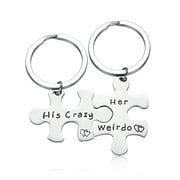 Udobuy Stainless Steel His Crazy Her Weirdo Couples Keychains Set,Personalized Couples Jewelry,Perfect Gift for Boyfriend Girlfriend