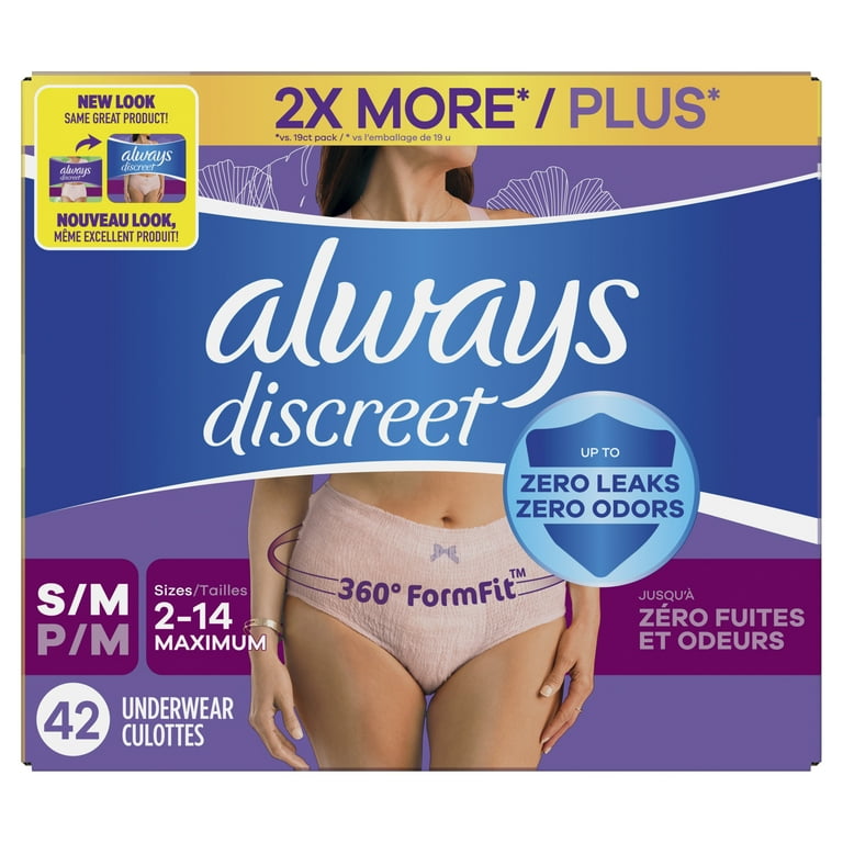 Always Discreet Incontinence Underwear for Women Maximum Absorbency, S/M