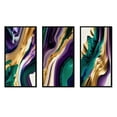 thumbnail image 2 of Designart "Bold Strokes in Purple, Green, and Gold I" Modern Framed Wall Art Set Of 3 - Purple Abstract Frame Gallery Set For Office Decor, 2 of 6