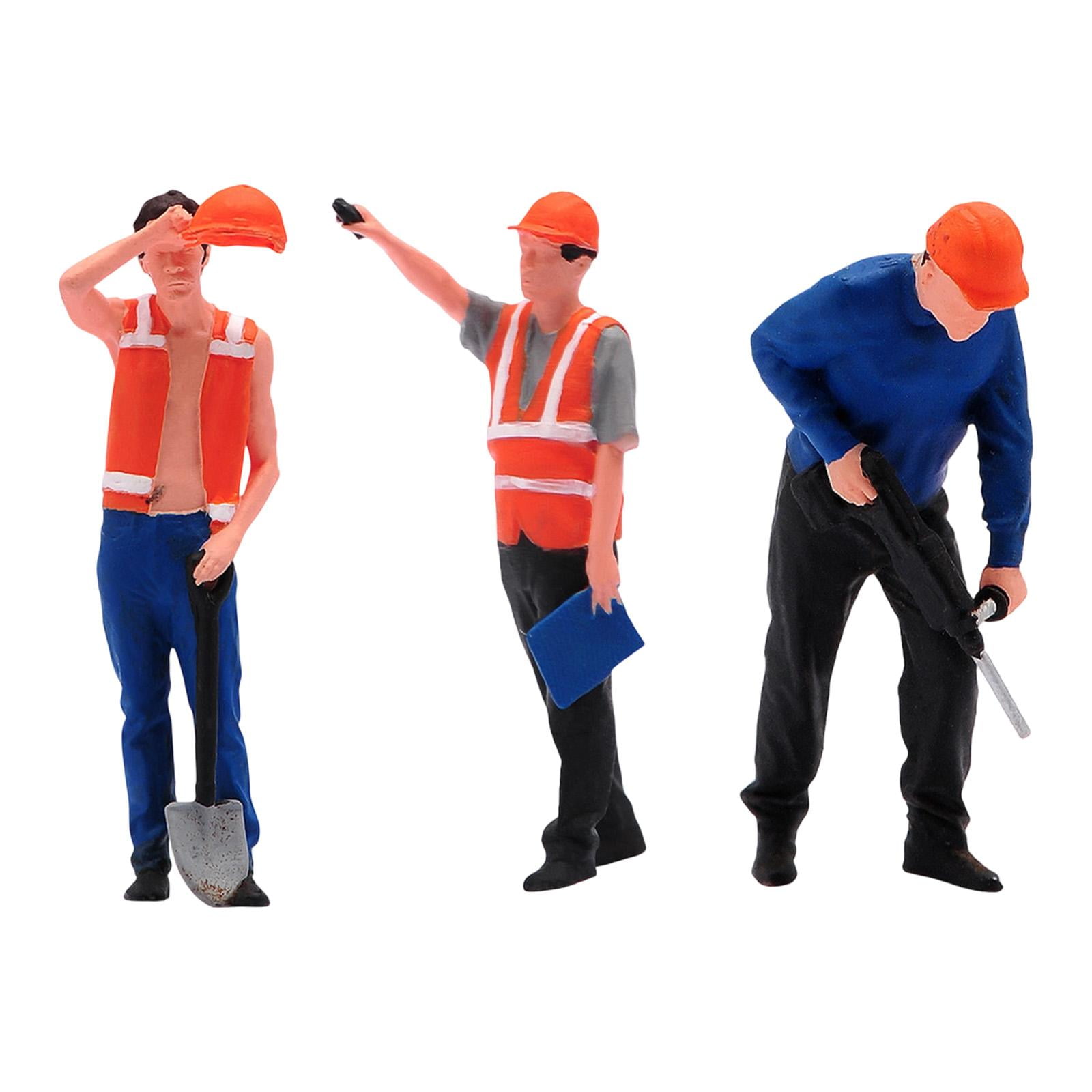 3 Pieces Miniature Figures Model Diorama Worker Realistic Hand Painted Resin for Model Display Scenes