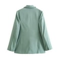 thumbnail image 3 of Breezora Women's Casual Single Button Blazer Lapel Open Front Long Sleeve Pocket Jacket M Size Green, 3 of 8