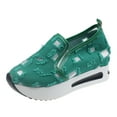 thumbnail image 5 of Oyedens Platform Walking Shoes for Women Ripped Canvas Mesh Slip on Loafers with Hidden High Heels, 5 of 6
