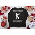 thumbnail image 5 of Old Glory Big Zombie Ugly XMAS Sweater Black Youth Long Sleeve T-Shirt, 5 of 6
