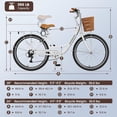 thumbnail image 5 of Classic Women Commute Bike with Basket, 26" Shimano 7 Speeds Adult Cruiser Bicycle for Ladies - Hi-Ten Steel Frame - Ideal for Urban Commuting and Beach Rides, 5 of 10