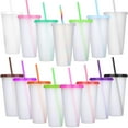 thumbnail image 1 of Vaso Honeydak de plástico de 700 a 800 ml, 15 unidades, con pajita y tapa, 1 of 7