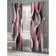 thumbnail image 4 of Pink Gray Stripes Sheer Curtains 96 Inches Long 2 Panels Abstract Art Modern Light Filtering Semi Sheer Window Curtains Drapes for Bedroom Living Room 52"x96", 4 of 7