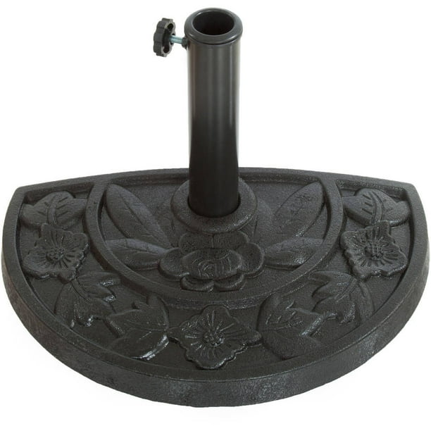 Pure Garden Half Round Umbrella Holder 20 Lb Resin And Concrete Black Walmart Com Walmart Com
