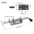 thumbnail image 2 of Unique Bargains Barrel Bolt Latch, 2 Pack 12x155mm - Carbon Steel Galvanized Spring Loaded Gate Latch Pin for Door (Silver), 2 of 5
