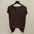 thumbnail image 3 of Tauxra Short Sleeve V-Neck Top for Women, Solid Color Slim Fit Casual Shirt, Soft Stretch Polyester Blouse for Daily Wear and Outings, 3 of 4