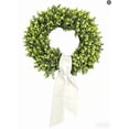thumbnail image 3 of 20 Inch Patriotic Boxwood Wreath for Front Door, 4th of July Artificial Green Wreath with Stars & Stripes Ribbon, Memorial Day Independence Day Farmhouse Decor for Indoor Outdoor, 3 of 12