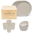thumbnail image 4 of Stephan Roberts Bamboo Dinnerware Set Unbreakable Microwave Safe Plates, Bowls, and Cups Set of 12, White, 4 of 6