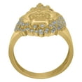 thumbnail image 2 of 10k Yellow Gold Mens White Pink Cubic Zirconia Crowned Lion Head Ring, 2 of 3