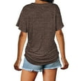 thumbnail image 4 of Hauaitttt Short Sleeves V Neck Plain Color Soft Loose Fitting Summer T Shirts Women Long Shirt Women T Pack Running Shirts Women Casual Shirts Shirts for Women Casual Summer Shirts Women Casual Long, 4 of 6
