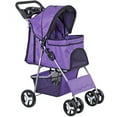 thumbnail image 5 of ZENSTYLE 4 Wheels Pet Stroller Foldable Carrier Strolling Cart for Cat Dog w/ Storage Basket Purple, 5 of 8