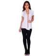 thumbnail image 4 of Simply Ravishing Women's Basic Short Sleeve Hip Length Open Drape Cardigan, Medium, Ivory, 4 of 4