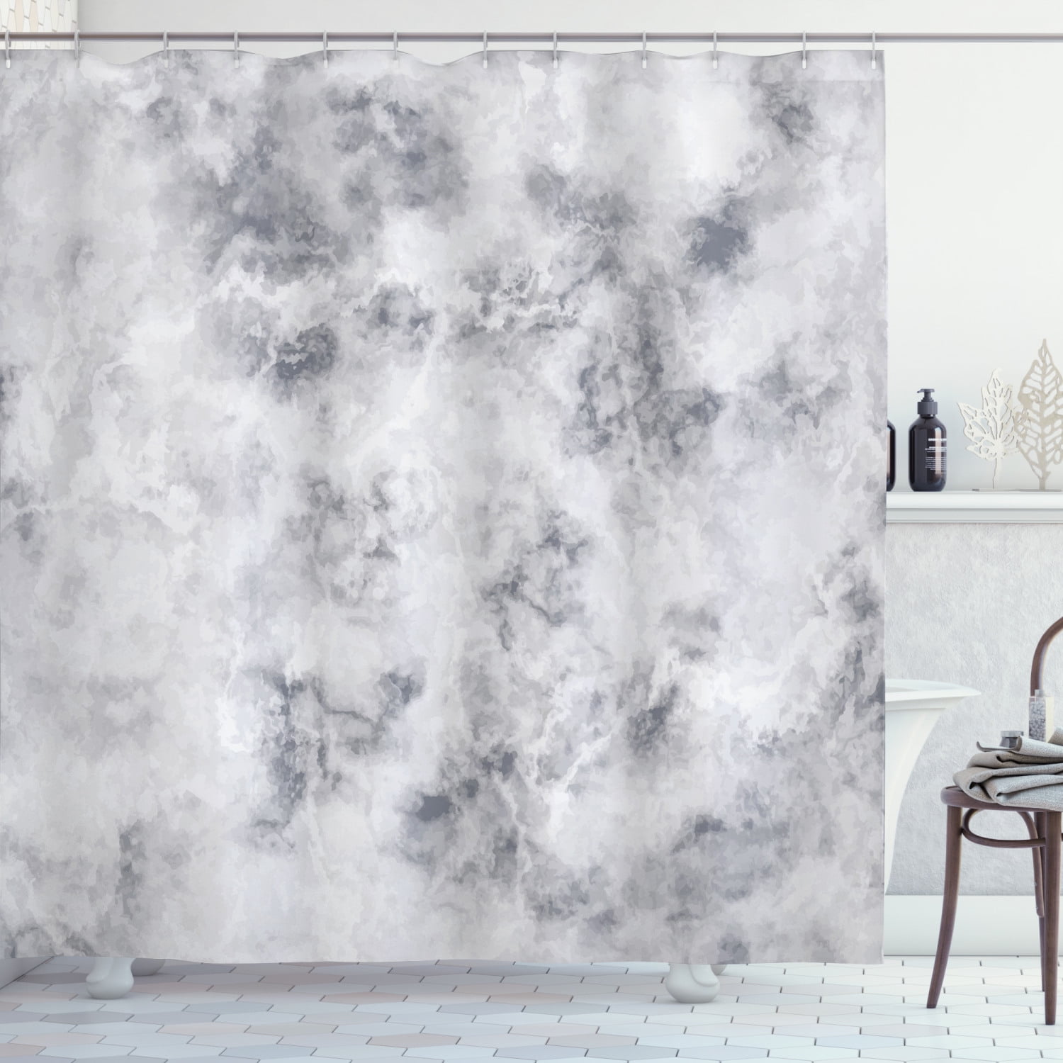 Marble Shower Curtain, Granite Surface Pattern with Stormy Details