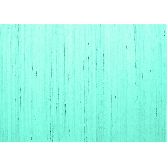 Ahgly Company Indoor Rectangle Solid Turquoise Blue Modern Area Rugs, 5' x 7'