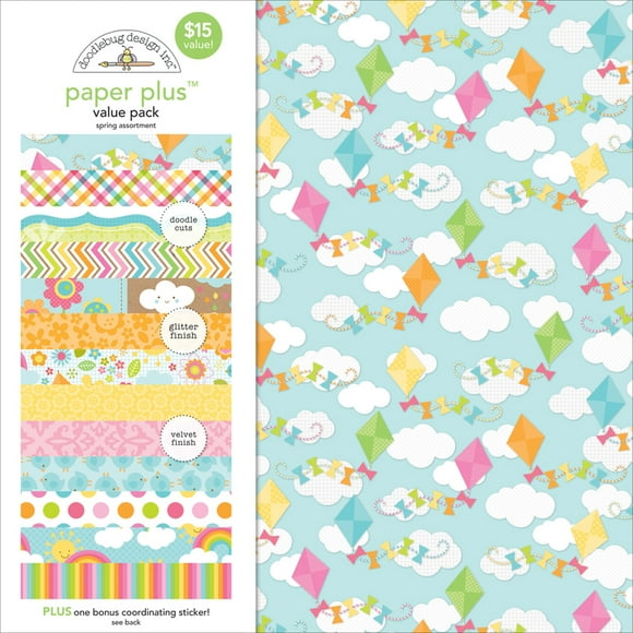 Doodlebug Paper Plus Value Pack 12"X12" 8/Pkg-Spring