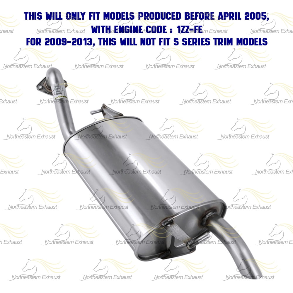 Northeastern Exhaust Muffler with Hangers Fits 2003-2005 Toyota Corolla 1.8L - Direct Fit | Stainless Steel Exhaust