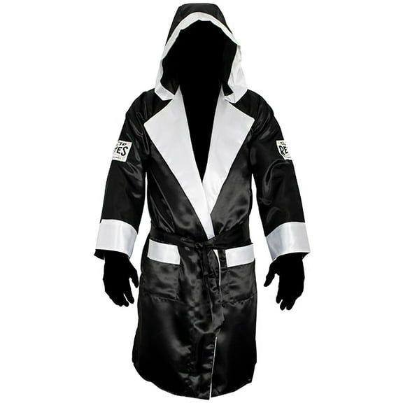 Cleto Reyes Satin Boxing Robe with Hood - Small - Black/White
