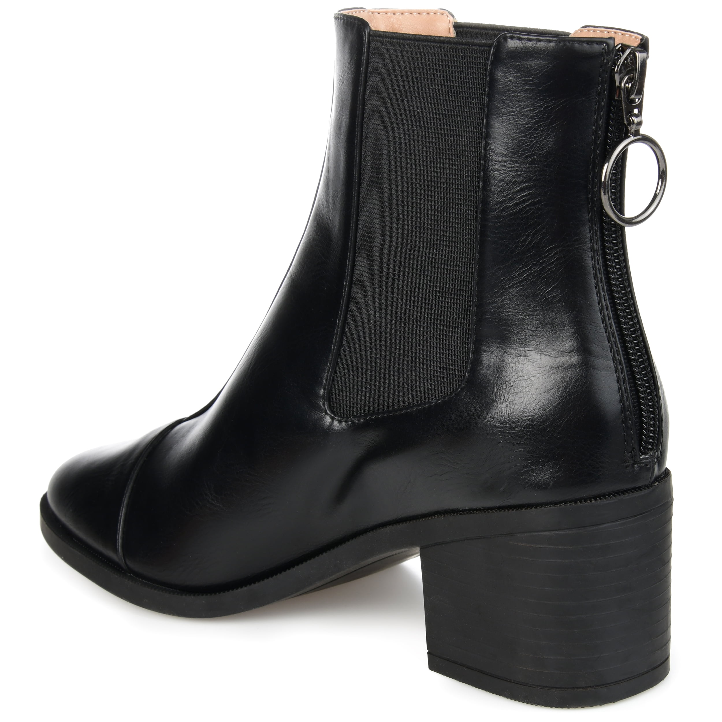 Journee Womens Nigella Back Heel Zip Stacked Heel Booties