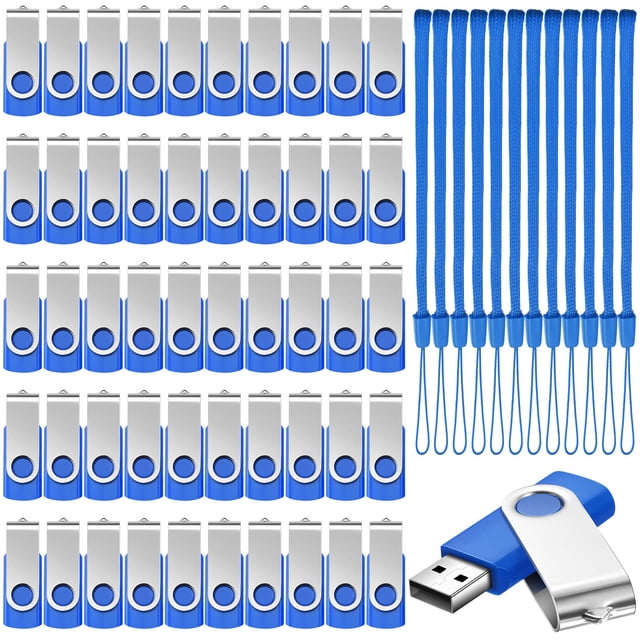 Unidades flash USB de 128 MB, USB 2.0, paquete de 50 con cordones