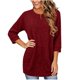 thumbnail image 4 of Neewe Womens Classic Plain Tops 3/4 Sleeve Shirts Round Neck Loose Casual Blouses Long Pullover with Pocket Daily Outfits, 4 of 6