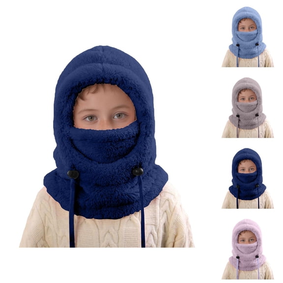 Toddler Winter Thickened Ski Mask Hat - Ear Protection Scarf Integrated Balaclava, Windproof Pull-Over Beanie Caps For Kids Cycling Outdoor Sports & Thermal Warmth