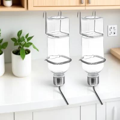 Beaupretty 2pcs Rabbit Water Bottle Nozzle Stainless Steel Transparent Easy to pet Supplies