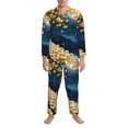 thumbnail image 3 of Naloa Moonlit Golden Tree Peacock Men’s Pajamas Set - Long Sleeve Button Down Sleep Shirt and Pajama Bottoms Sleepwear Set-Large, 3 of 7
