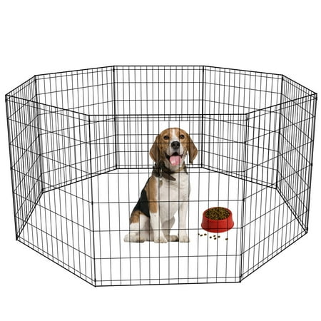 30-Black Tall Dog Playpen Crate Fence Pet Kennel Play Pen Exercise Cage -8 (Best Bedding For Puppy Crate)